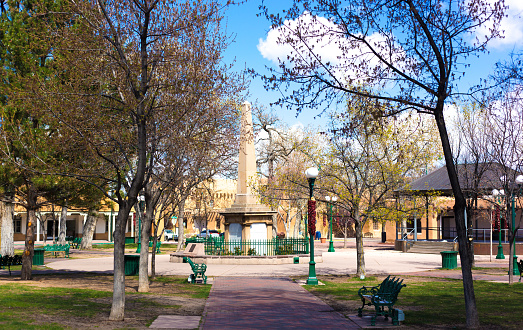 Santa Fe, NM: Historic Santa Fe Plaza Empty During Coronavirus
