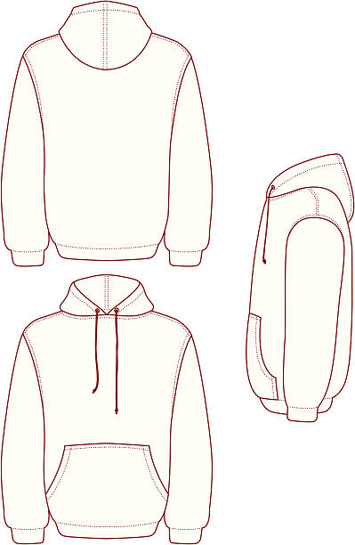 пуловер из флиса с капюшоном - short sleeved illustrations stock illustrations
