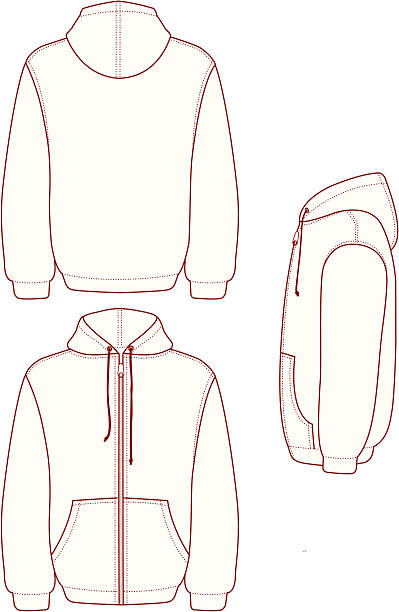 fleece-kapuzenjacke mit durchgehendem reißverschluss - fleece coat stock-grafiken, -clipart, -cartoons und -symbole