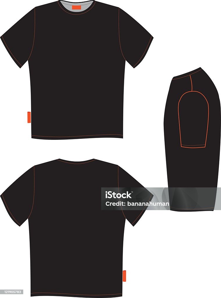Front and back of a black t-shirt and black object beside https://lh3.googleusercontent.com/-niPZsuSI-38/TxH3luWT5VI/AAAAAAAACzg/O7_hdGX9hLE/s380/LightBox_ApparelTemplate.jpg Side View stock vector
