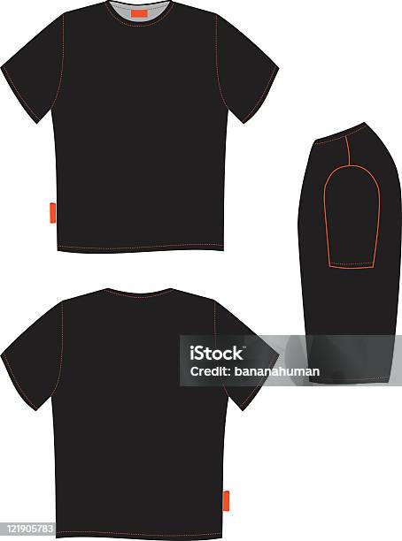 Front And Back Of A Black Tshirt And Black Object Beside Stock Illustration - Download Image Now