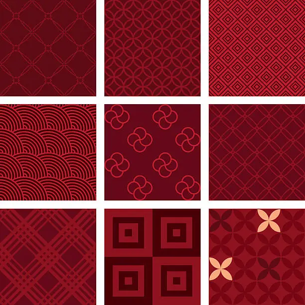 Vector illustration of Various red and black patterned backgrounds
