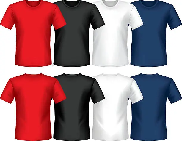 Vector illustration of Graphic of multicolored crew neck t-shirts