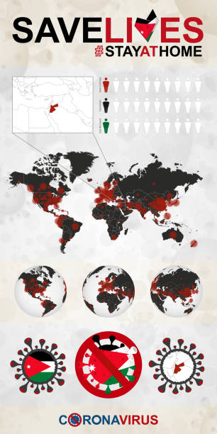 istock Infographic about Coronavirus in Jordan - Stay at Home, Save Lives. Jordan Flag and Map 1219062804