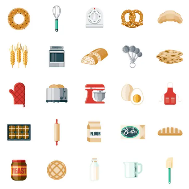 Vector illustration of Bread Making Icon Set