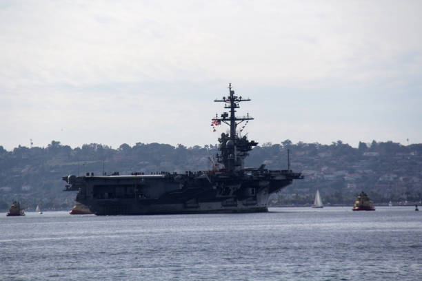 istock Military ship in the bay 1219063096