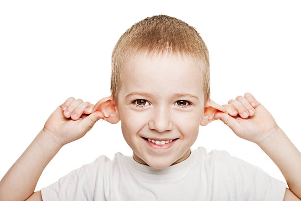 Child listening stock photo