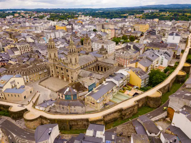 Photo of Aerial panoramic view of Lugo galician city with buildings