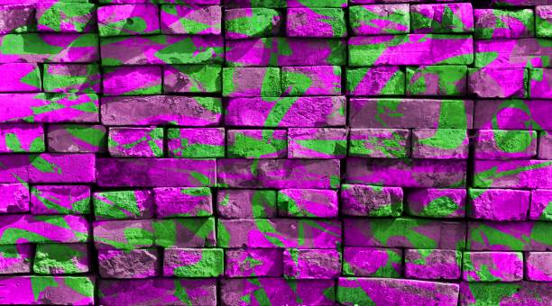 istock Colorful mysterious world. Virtual graffiti. Abstract image, drawn on a photo of a brick wall. 1219068990