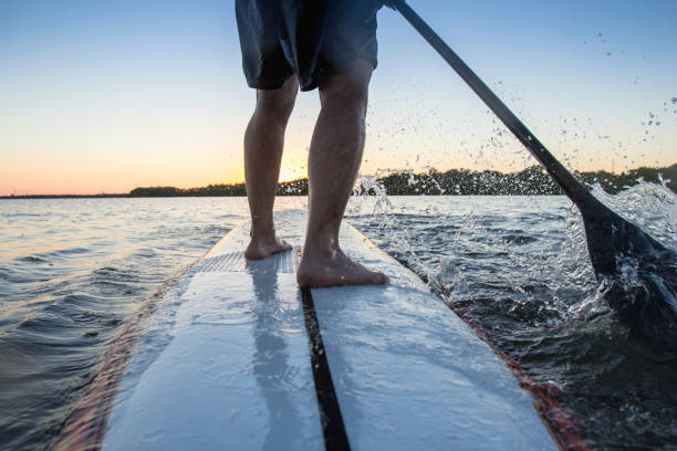 istock Detail of a Paddle-boarder exercising 1219077589