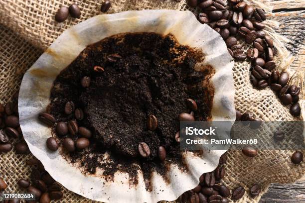 Old Used Coffee Filter Stock Photo - Download Image Now - Ground Coffee, Coffee Filter, Coffee - Drink