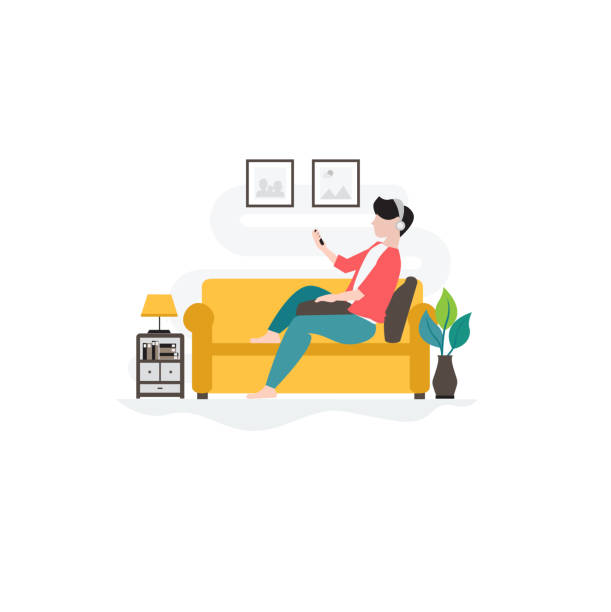 Stay at home relax concept.Coronavirus outbreak. Vector illustration vector art illustration