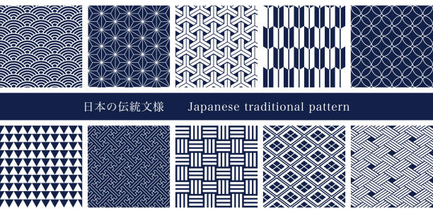 ilustrações, clipart, desenhos animados e ícones de padrão tradicional japonês - seigaiha