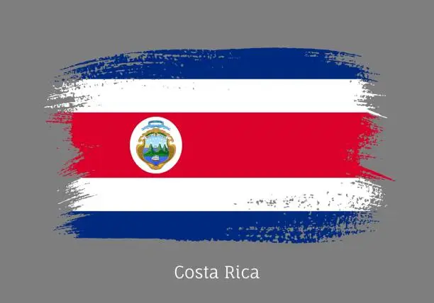 Vector illustration of Costa Rica official flag in shape of brush stroke