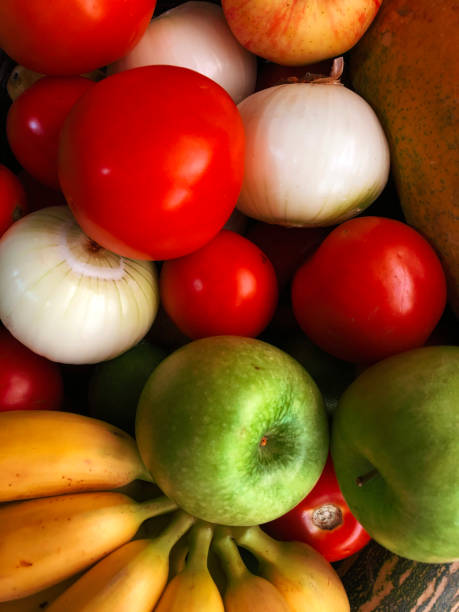 istock High angle view of fruits and vegetables 1219084160