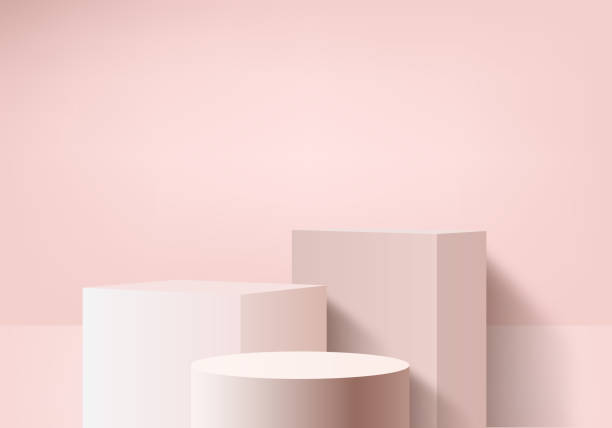 istock Background studio, Mock up winner podium on pink background, 3d render, 3d illustration 1219086725