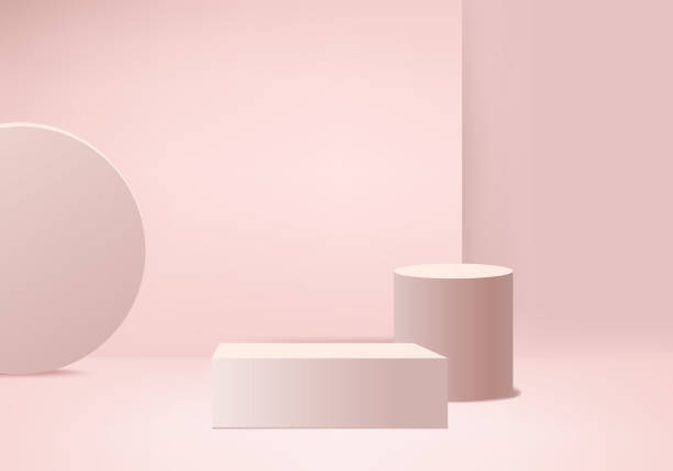 istock Background studio, Mock up winner podium on pink background, 3d render, 3d illustration 1219086733