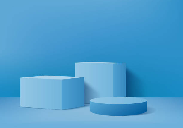 istock Background studio, Mock up winner podium on blue background, 3d render, 3d illustration 1219086750