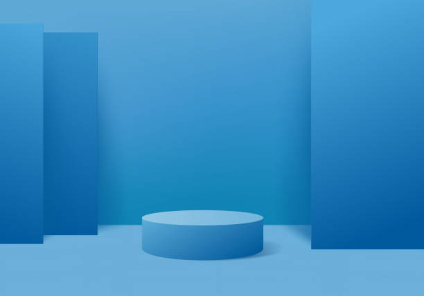 istock Background studio, Mock up winner podium on blue background, 3d render, 3d illustration 1219086759