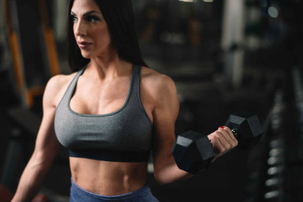 istock Beautiful young woman on training. 1219099435