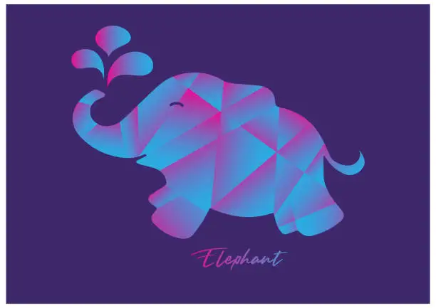 Vector illustration of Elephant Design polygon vector illustration, web icon, sign, Elephant animal cute cartoon