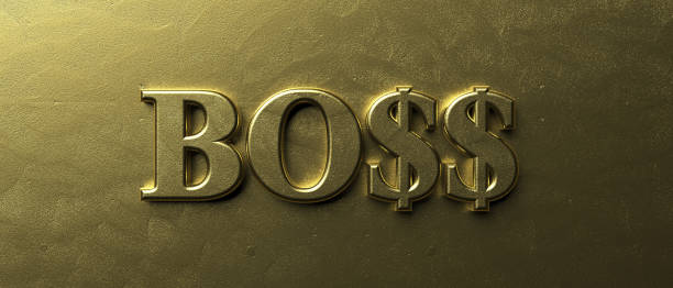 istock Boss gold color text on luxury golden background. 3d illustration 1219102565