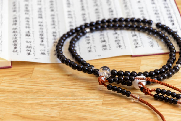 istock Rosary and sutra book for Japanese Buddhist temples 1219104029