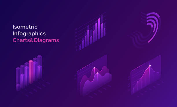 illustrations, cliparts, dessins animés et icônes de graphiques et diagrammes isométriques - infographic diagram three dimensional shape data