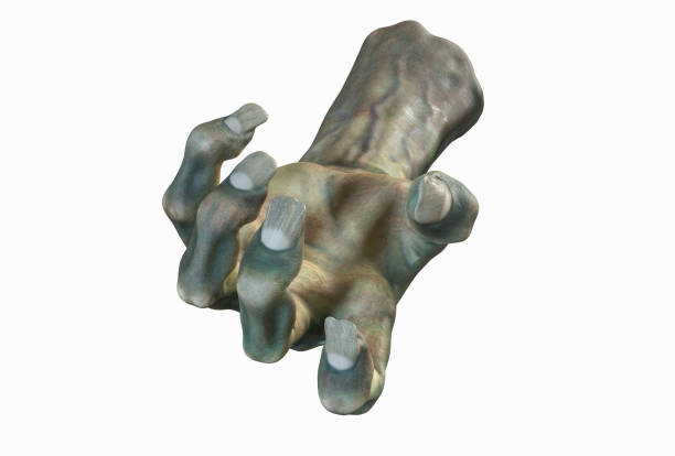 istock 3D render of cutted Zombie hand, Halloween theme. 1219105612