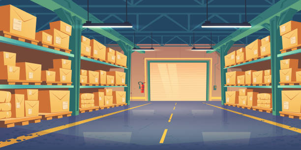 Warehouse Interior Logistics Cargo Delivery Stock Illustration - Download  Image Now - Cartoon, Warehouse, Store - iStock