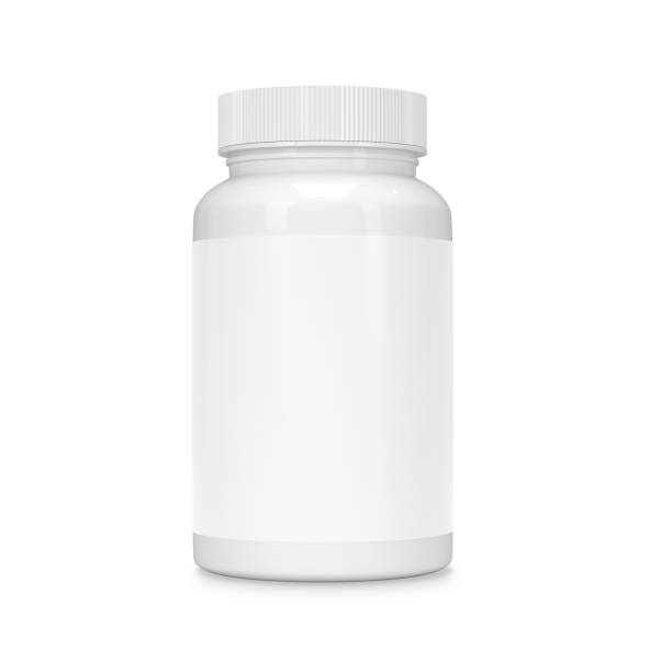 istock Mockup Plastic Packaging Bottle with Cap for Pills Isolated on White Background. 1219106367