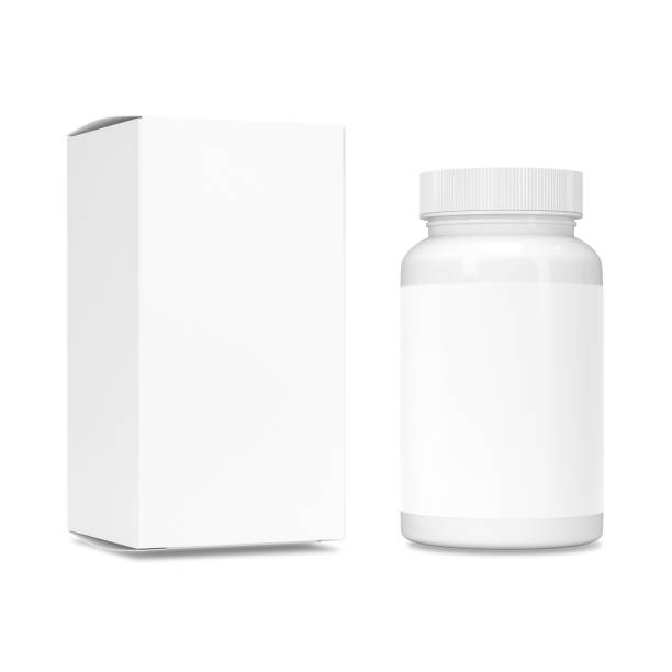 istock Mockup Plastic Packaging Bottle with Cap for Pills Isolated on White Background. 1219106368