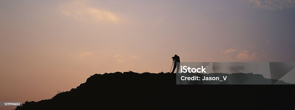 Fotograf Silhouette auf die Berge - Lizenzfrei Aktivitäten und Sport Stock-Foto