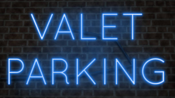 istock Neon sign for valet parking 1219109931