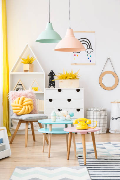 istock Pastel cozy kid's playroom interior 1219115439