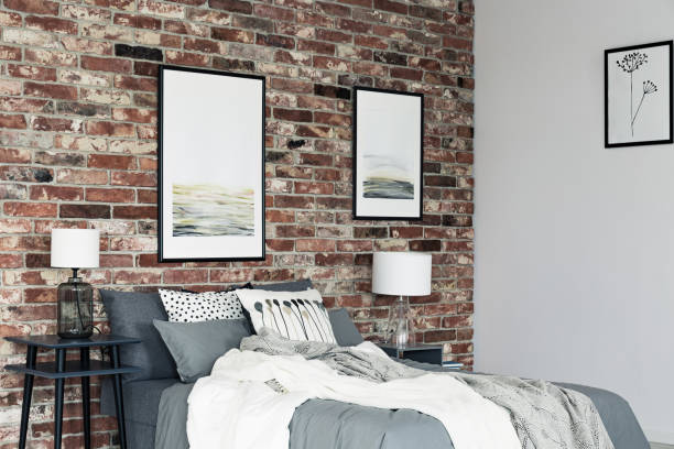 istock Paintings in cozy bedroom 1219115577