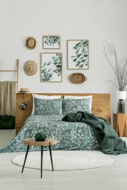 istock Posters in bright green bedroom 1219115584