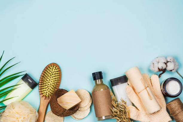 prodotti cosmetici per la cura del corpo - merchandise spa treatment botanical spa treatment exfoliation foto e immagini stock