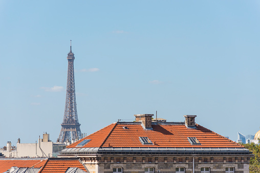 View of the Eiffel Tower and the houses of Paris