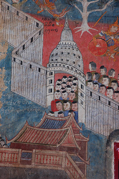 istock Old mural painting wall 121912142