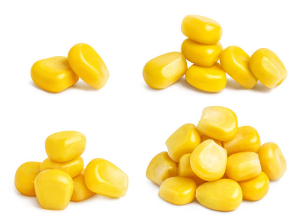 istock Set of delicious corn seeds on white 1219123630