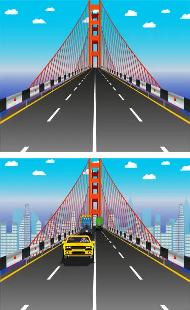Vector illustration of Road on the bridge, vector illustration