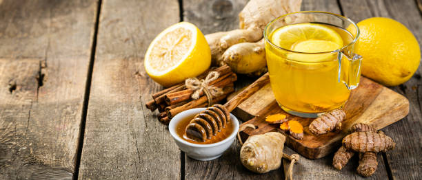 istock Fall immune system booster - ginger and turmeric tea and ingredients 1219125039