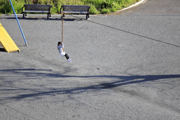 istock Japanese girl (5 years old) playing with flying fox 1219127588