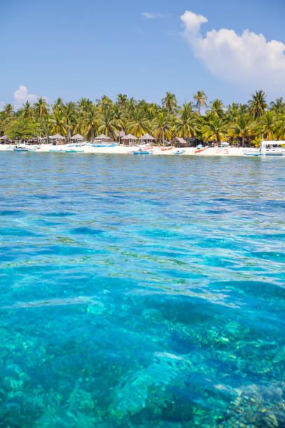 istock Tropical island view from the sea 1219130432