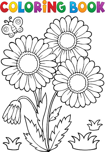 색칠 공부 데이지 꽃 이미지 2 개화기에 대한 스톡 벡터 아트 및 기타 이미지 - 개화기, 계절, 꽃 나무 - Istock