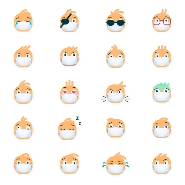 emotionssymbole. satz von flachen emoji-symbolen. - kaputtlachen stock-grafiken, -clipart, -cartoons und -symbole