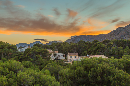 Afterglow over Cala San Vicenc on Mallorca island