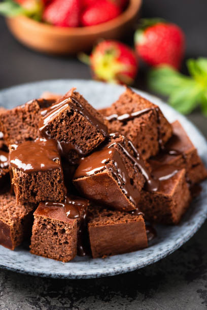 istock Chocolate brownie cake cut in squares 1219133580