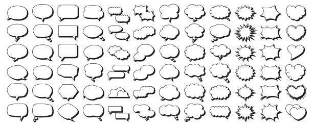 ilustrações de stock, clip art, desenhos animados e ícones de speech bubbles of various shapes - speech bubble